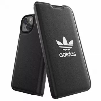 Husă tip carte Adidas Originals Booklet Case BASIC pentru iPhone 14/15/13 6,1 inch neagră/albă