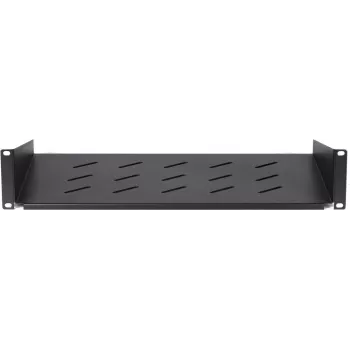 DSIT DS-FH2U300 2U Fixed Rack Shelf for 450mm Deep Wall Cabinets, 300mm Depth, Black