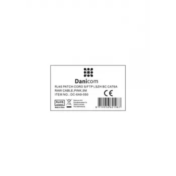 Cablu de rețea DSIT CAT 6a LSOH - S/FTP - 5 metri - roz - cablu patch