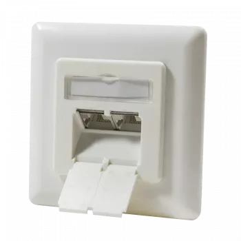 Priza dublă RJ45 DSIT încastrată vertical Cat.6/Class E ecranată, fildeș