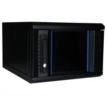 Dulap de perete DSIT 4U 10 inch cu ușă din sticlă securizată, 370x450x264 mm, negru
