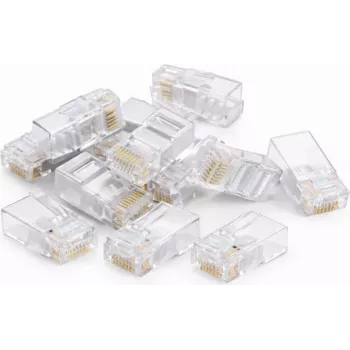 Conector de rețea DSIT DANICOM UTP RJ45 Cat5e Pass-Through pentru cabluri flexibile și cu conductor solid (pachet de 10)