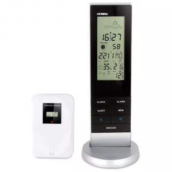 Stație meteo wireless Alecto WS-1150 cu senzor exterior, negru/argintiu