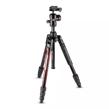 Trepied de călătorie din aluminiu Manfrotto MKBFRTA4RD-BH Befree cu 4 secțiuni și cap cu bilă, roșu