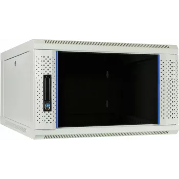 Dulap server de perete DSIT 6U cu ușă din sticlă, alb, 600x600x368 mm