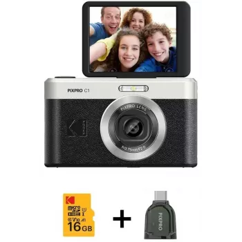 KODAK PixPro C1 Black Compact Digital Camera with 16GB SDHC Card