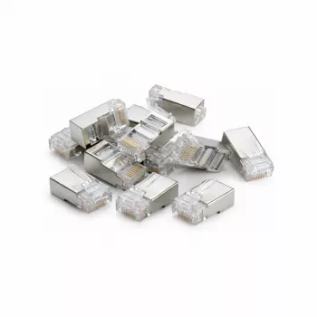 Conector de rețea DSIT FTP RJ45 CAT5e pentru cabluri cu fire flexibile și masive - set de 10
