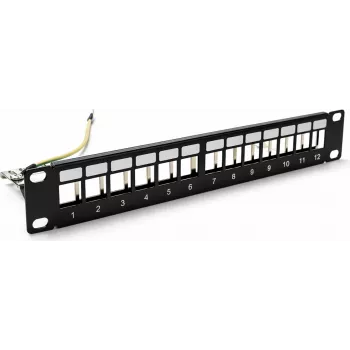 Patch panel keystone STP DSIT DS10-Patch-12STP de 10 inch, 12 porturi, ecranat, 1U, negru