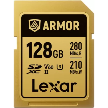 Lexar Professional ARMOR GOLD 128GB SDXC UHS-II V60 Memory Card (LSDAMGL128G-RNNNG)