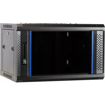 Dulap server DSIT DS6604 4U pentru montaj pe perete cu ușă din sticlă, 600x600x280 mm, negru