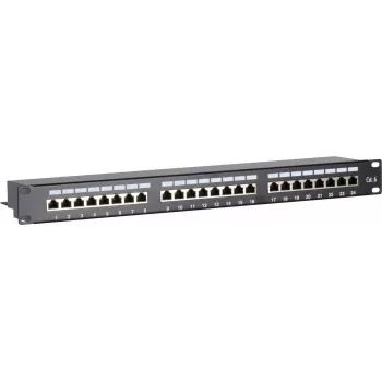 Patch panel de rețea DSIT CAT 6 FTP 19 inch 24 de porturi 1U LSA tablă de oțel DS-Patch6-24FTP