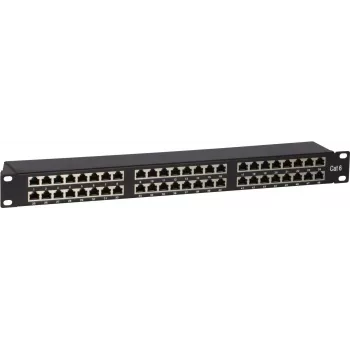 Patch panel ecranat DS-IT CAT6 FTP 48 de porturi 19 inch 2U, negru