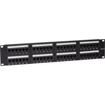Patch panel de rețea DSIT DS-Patch6-48UTP CAT6 UTP 19 inch 48 de porturi, 1U, negru
