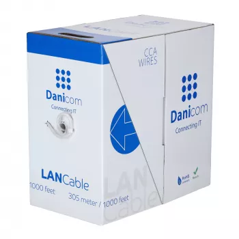 Cablu de instalare de rețea DSIT CAT6 S/FTP cu conductor masiv, 305m, gri