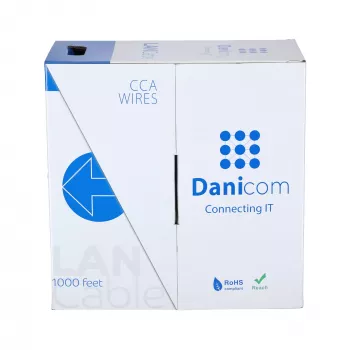 Cablu de instalare de rețea DSIT CAT6 S/FTP cu conductor masiv, 305m, gri