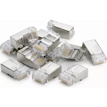 Conector DSIT DANICOM FTP RJ45 Cat5e pass-through pentru cabluri flexibile și pline, 10 bucăți