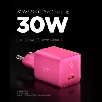 Încărcător de rețea SPIGEN EE301EU-GAN Essential cu 1 port 30W roz