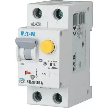 Eaton PXK-B16/1N/003-F întrerupător combinat RCBO, B16 1P+N 30mA tip A, 230V, 6kA, 2TE