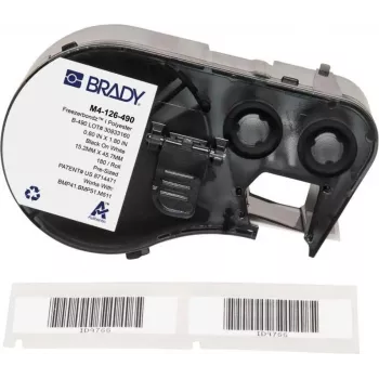 Etichete din poliester Brady FreezerBondz 15,24 x 45,72 mm negru pe alb permanent (180 etichete/rolă)