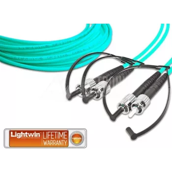 Lightwin LDP-50 ST-ST 3.0 OM3 Duplex Multimode Fibre Patch Cable, ST to ST, OM3, 3 m, Aqua