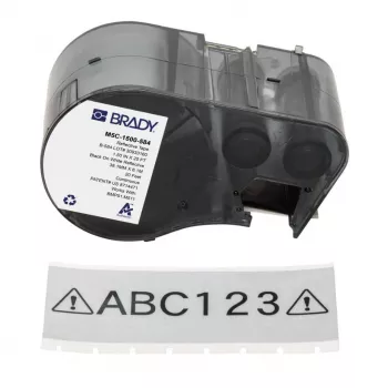 Casetă de etichete termocontractabile BRADY BMP51/BMP53/M511, negru pe alb, 25,4 mm x 25,4 mm, 250 etichete