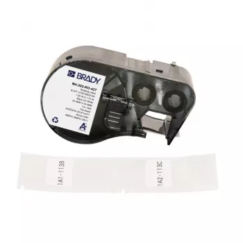 Cartuș de etichete rotative autolaminante BRADY pentru DYMO XTL – 24mm x 4m, negru pe alb/transparent, poliester industrial