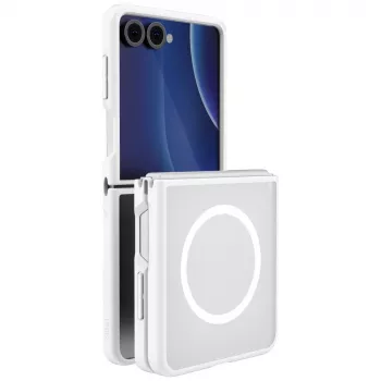 Husă de încărcare UNIQ Veren AF Magclick pentru Samsung Galaxy Z Flip8, albă