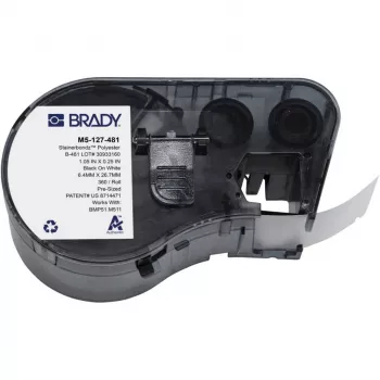 BRADY BMP51/BMP53/M511 Self-Laminating Vinyl Label Cartridge, White/Translucent, 25.4mm x 25.4mm, 250 Labels