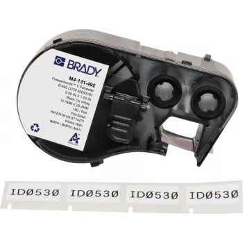 Etichete din poliester Brady FreezerBondz II, negru pe alb, 12,70 x 25,40 mm, permanente, 180 etichete (M4-131-492)