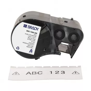 Rolă de etichete auto-laminante din vinil BRADY M5C-1500-499 pentru BMP51/BMP53/M511, 12,7 mm x 6,4 m, alb