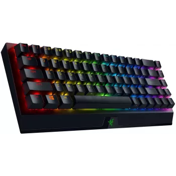 Tastatură gaming mecanică wireless Razer BlackWidow V3 Mini HyperSpeed 65% - Razer Yellow Switches, Chroma RGB, Bluetooth 5.0, USB-C, neagră