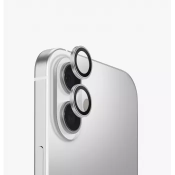 Protecție din aluminiu pentru lentila camerei UNIQ Optix pentru iPhone 17, cu aplicator - argintiu