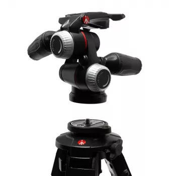 Cap de trepied cu 3 axe Manfrotto MHXPRO-3WX, cu manete retractabile, aluminiu, capacitate de încărcare 8 kg, placă cu eliberare rapidă 200PL-14, negru