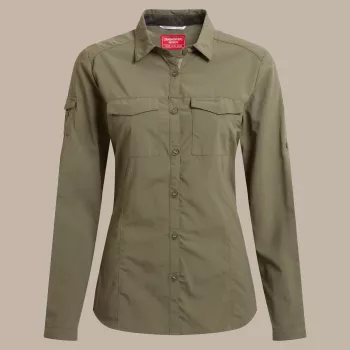 Cămașă cu mânecă lungă pentru femei Craghoppers NosiLife Adventure III - Wild Olive - XL