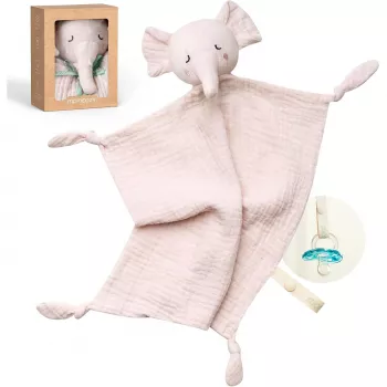 Jucărie de pluș Momcozy Elefant din bumbac pentru bebeluși, roz