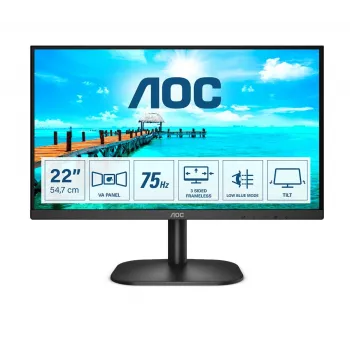 Monitor AOC B2 22B2H 21,5 inch Full HD VA cu 75Hz, HDMI, VGA, VESA, negru