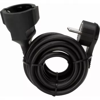 Cablu prelungitor KOPP 143705086, ștecher plat cu împământare la priză Schuko, 5 m, negru