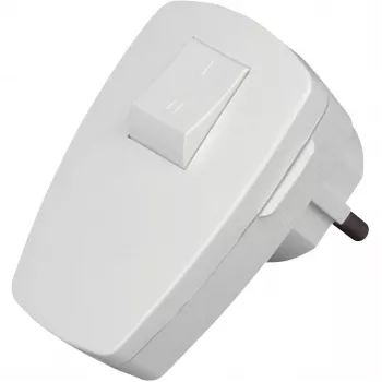 Ștecher unghiular Kopp Schuko cu întrerupător, alb, 16 A, IP20