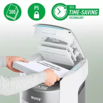 Leitz IQ Optimax AutoFeed 300 Distrugător de documente, P-5, 300 foi, recipient 25 L