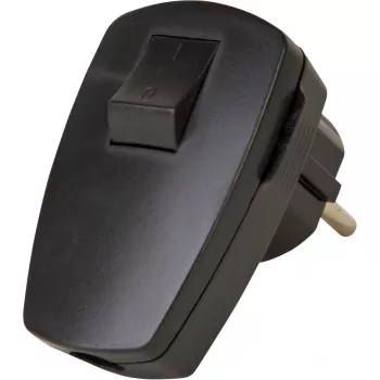Ștecher de siguranță Kopp din plastic cu întrerupător basculant, negru, 16 A, 250 V, 3 x 1,5 mm²