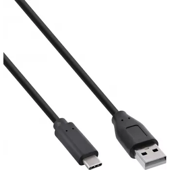 InLine® Cablu USB 2.0, USB-C la ștecher A, negru, 2m, pachet bulk de 80 bucăți