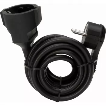 Cablu prelungitor Kopp 3m cu ștecher plat Schuko și priză, negru