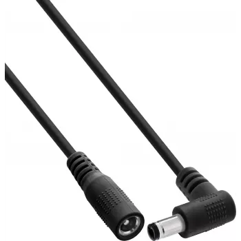 InLine® Cablu prelungitor DC, conector în unghi, 5,5 x 2,5 mm, negru, 5 m