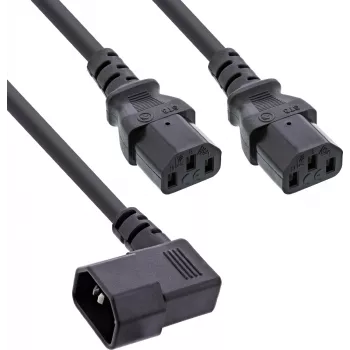 InLine® Cablu Y de alimentare, aparate reci, 1x IEC-C14 în unghi la 2x IEC-C13, 1,8m
