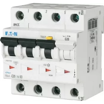 Eaton FRBM4-C32/3N/003-A RCBO, 4 poli (3P+N), 32 A, 30 mA, tip A, curbă C, 6 kA
