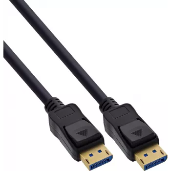 Cablu InLine® DisplayPort 2.1 UHBR20 80 Gb/s, negru, contacte aurite, 0,5 m