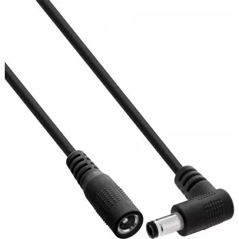 InLine® Cablu prelungitor DC, conector în unghi, 5,5 x 2,1 mm, negru, 1 m