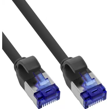 INLINE B-74914S Pachet de 100 bucăți cablu patch slim Cat.6A S/FTP LSZH, 1,5 m, negru