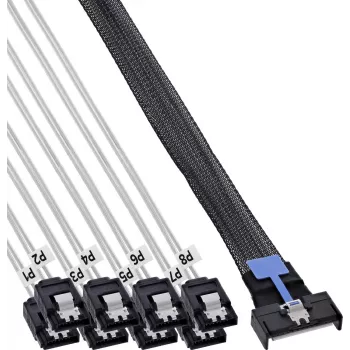 InLine® Cablu breakout MCIO x8 la 8x SATA, 0,75 m