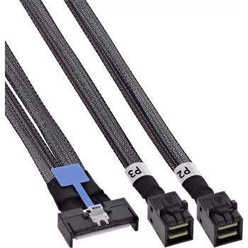 Cablu InLine® MCIO, MCIO x8 la 2x MiniSAS-HD SFF-8643, 1 m